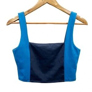 Sincerely Jules Active Women's Blue Black‎ Colorblock Crop Tank Top Size S NWOT